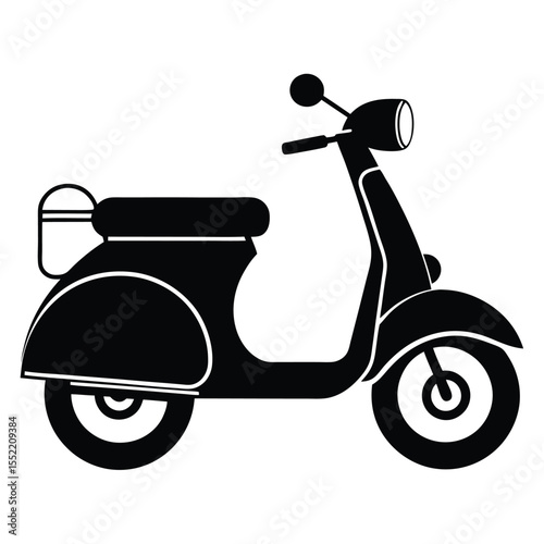 Silhouette of a Classic Italian Scooter with Rear Carrier and Headlight Detail