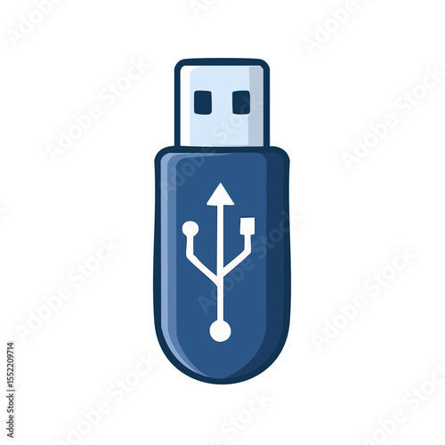 Blue USB flash drive with transfer symbol on black background portable memory stick data storage device for computers digital equipment