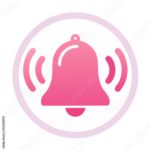 Ringing Bell Icon in Pink Notification Symbol Alarm Alert Reminder Digital Communication Graphic Announcement Message Reminder Ringing