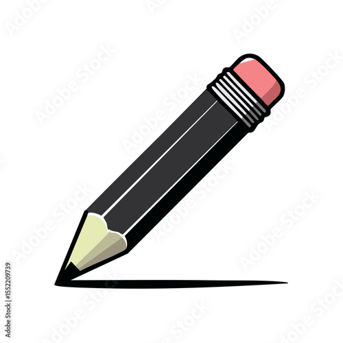 Pencil with Eraser on Dark Background, Drawing Instrument for Education and Design