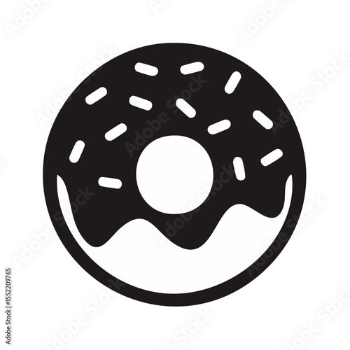 Donut with Icing and Sprinkles, Vector Illustration for Desserts and Food Concepts
