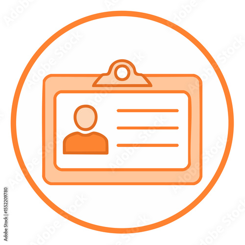 Orange Badge Identity Pass Icon Representing Identification Security and Access Cards with Photograph Space for Name Information
