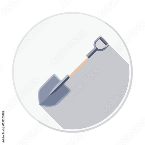 Isolated Shovel Gardening Tool Icon Construction Equipment Digging Implement Flat Design