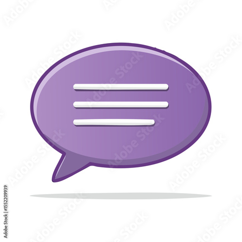 Purple chat bubble icon with menu lines for messages online dialogue and communication illustration