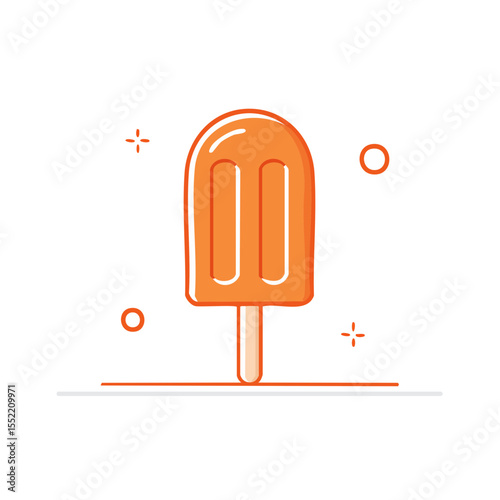 Orange ice cream popsicle with black background graphic style delicious frozen sweet summer treat dessert food holiday fun vector illustration