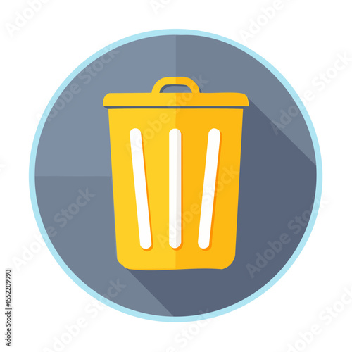 Recycle bin vector icon for trash and rubbish clean up. Flat design for waste management and environment symbol with shadow