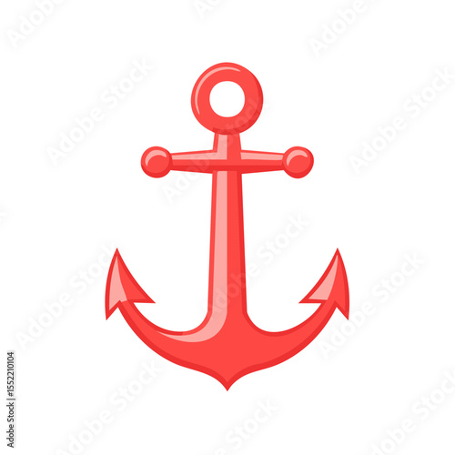 Single Red Anchor Symbol on Black Background Marine Nautical Safety and Sea Voyages Graphic Illustration