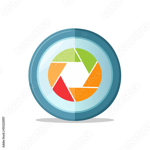 Camera Lens Aperture Icon Symbol Optics Photography Tool Vector Flat Design Circle Colorful Red Orange Green