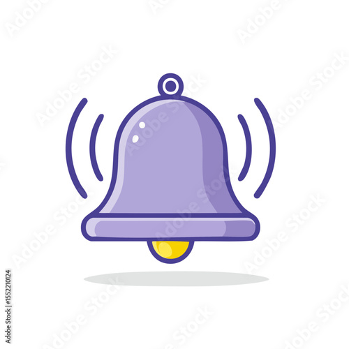 Cartoon Purple Bell Ringing Notification Icon Alert Vector Illustration