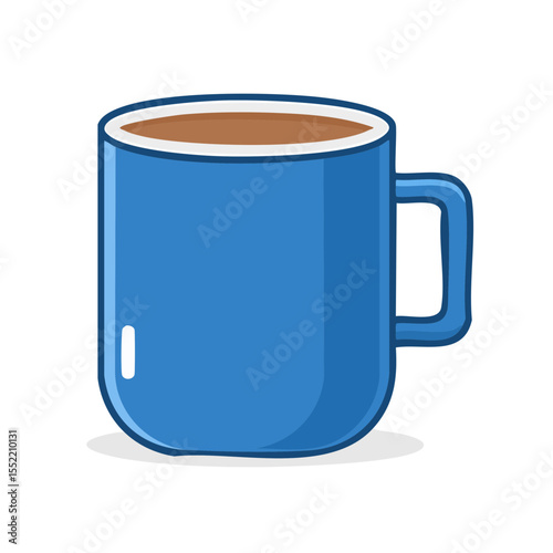 Illustration of blue coffee mug filled with hot beverage simple vector image concept graphic design for break time refreshment or morning routine