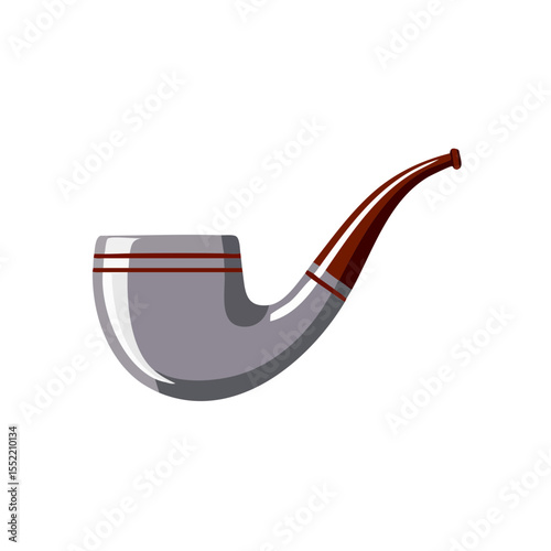 Cartoon Smoking Pipe Illustration of Tobacco Accessory on Black Background for Retro Design or Vintage Aesthetic