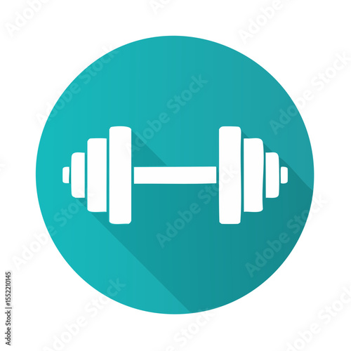 Dumbbell Icon Illustration on Circular Shape Fitness Workout Gym Training Graphic Exercise Strength Muscle Building Sporty Weightlifting