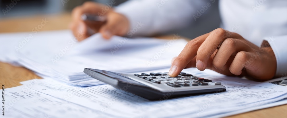 custom made wallpaper toronto digitalThe calculator assisting in financial analysis among paperwork on a desk.