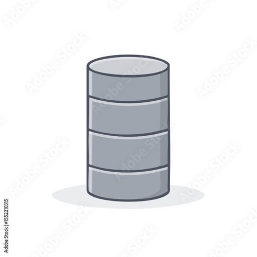 Isolated Round Gray Cartoon Data Storage Computer Databases Servers Illustration