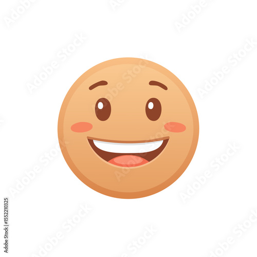 Happy Smiling Emoticon Face with Cheeks Digital Illustration Expression Joy Optimism Contentment Positive Vibes