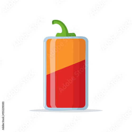 Stylized Illustration of a Bell Pepper Shaped Like a Beverage Can with Red and Orange Gradient