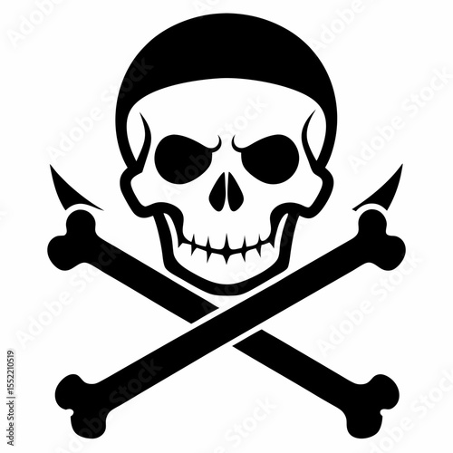 Classic black and white skull and crossbones danger symbol