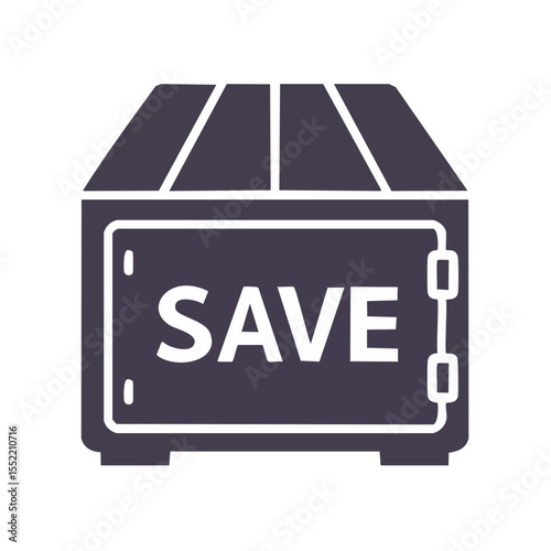 Minimalist safe deposit box icon illustration saving finance security protection concept asset management storage cash vault isolated