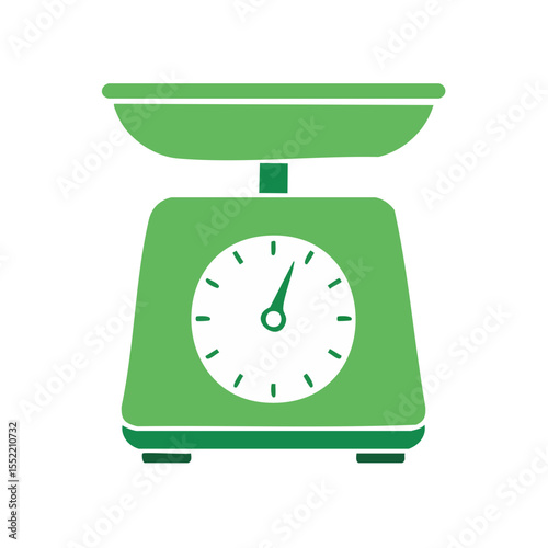 Green Kitchen Scale Illustration Weighing Food Ingredients for Cooking Measurement