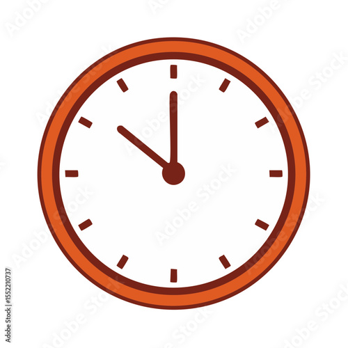 Analog Clock Showing Ten Minutes to Eleven in Graphic Style on Black Background