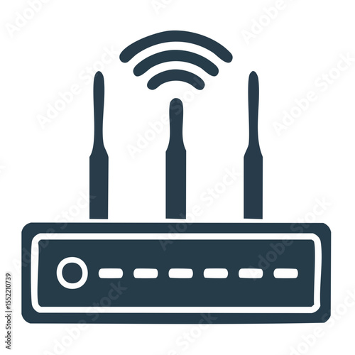 Wireless Router Network Connection with Antenna Signals and Indicator Lights Technology Device Internet Access