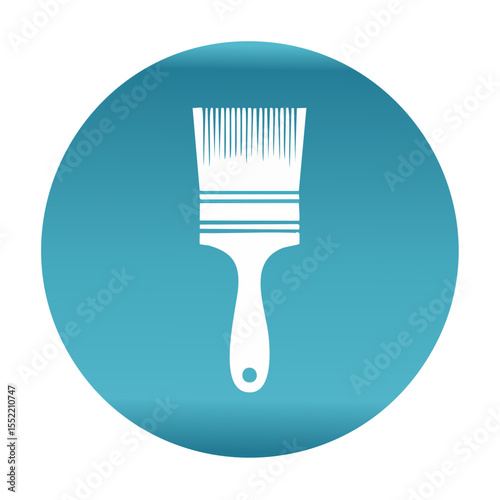 Paintbrush icon on blue circle representing house painting tools for home improvement and renovation projects DIY construction concept