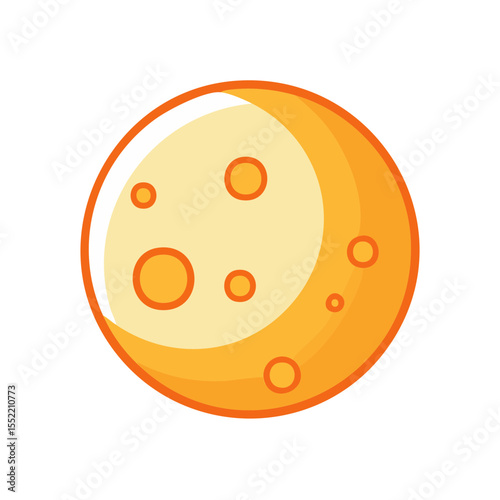Cartoon Moon with Craters Astronomy Celestial Space Graphic Element Round Shape Planet Satellite Cosmos Science Illustration