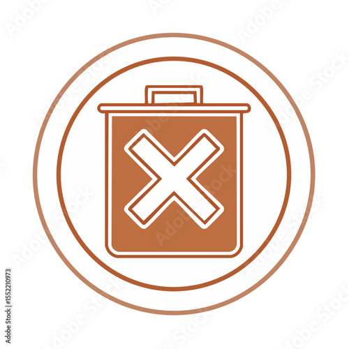 Delete icon illustration in orange and white in a circle for removal or trash concepts for web or app designs