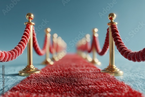 VIP red carpet pathway leading to exclusive event venue with elegant stanchions and ropes