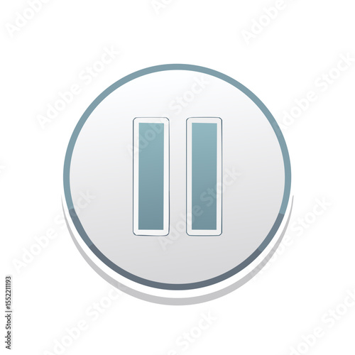 Pause button icon circular design for multimedia control stop sign on black background