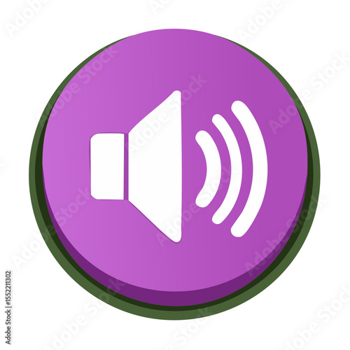 Purple audio volume control round icon button media listening sound player application loud speaker communication symbol