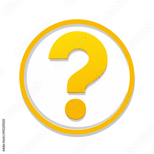 Bright Yellow Question Mark Icon Graphic Round Shape for Information Assistance and Problem Solving Quizzes Tests