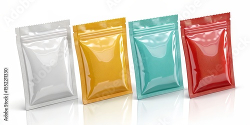 Foil Sachet Mockup Colorful...