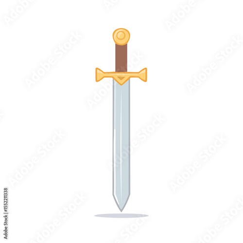 Fantasy Sword Illustration with Gold Hilt and Silver Blade  Medieval Era Weapon for Knightly Adventure on Dark Background