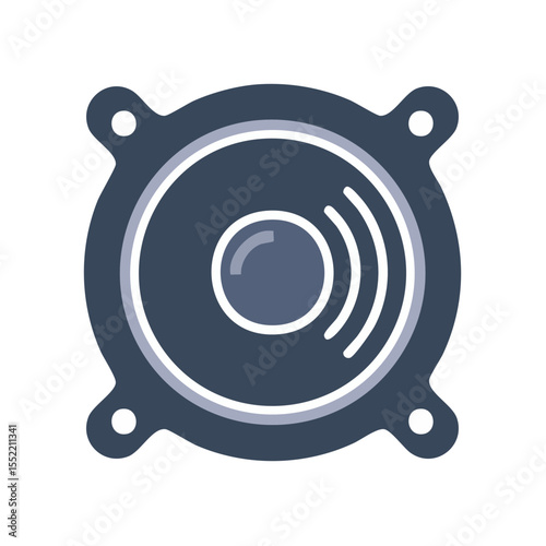 Audio speaker in flat style graphic design element for multimedia projects and digital sound technology illustrations, speakers for music production