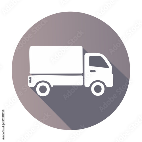 White delivery truck icon on circle background delivery service concept for business ecommerce transportation cargo shipping logistics