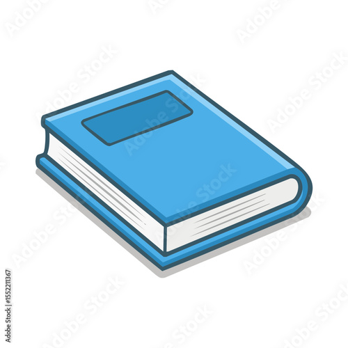 Isometric Illustration of a Light Blue Book with a Blank Label for Learning Materials