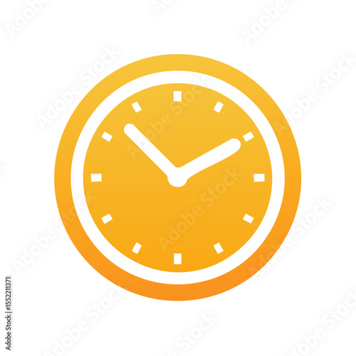 Orange Clock Face with White Hands and Markers Time Management Concept Minimalist Design Business or Personal Use