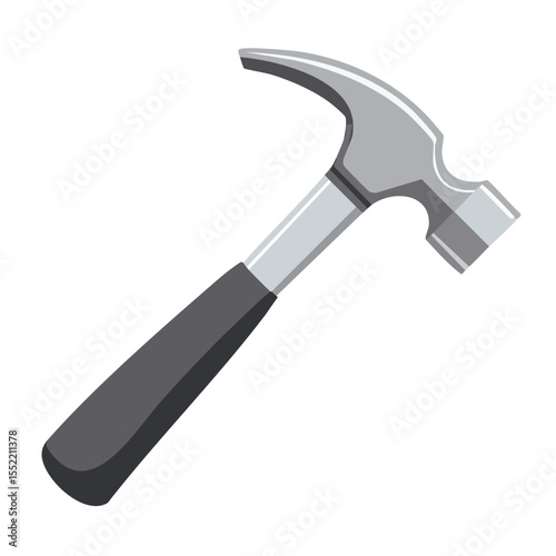 Isolated gray hammer tool with handle for construction, carpentry, or home repair use