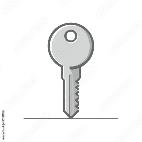 Illustration of a silver key security concept key unlocks access opens doors secures home car apartments vector drawing on black