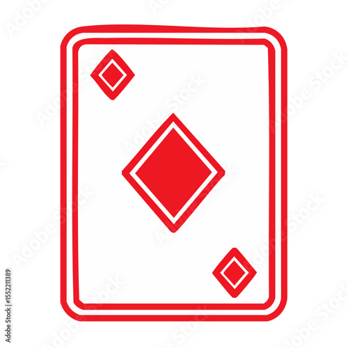 Isolated Playing Card Featuring Red Diamond Suit Symbol Depicted on a White Background