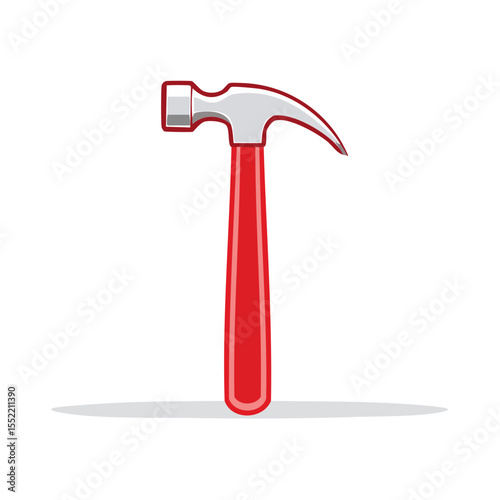 Illustration of a Red and Silver Hammer Tool for Building and Construction on a Black Background