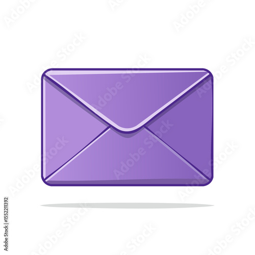 Illustration of closed purple envelope for messages and correspondence for sending mail and digital communication with soft shadows and clear edges