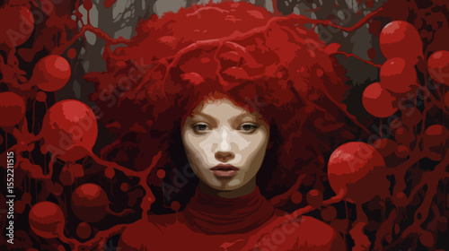 Lady with red hair illustration