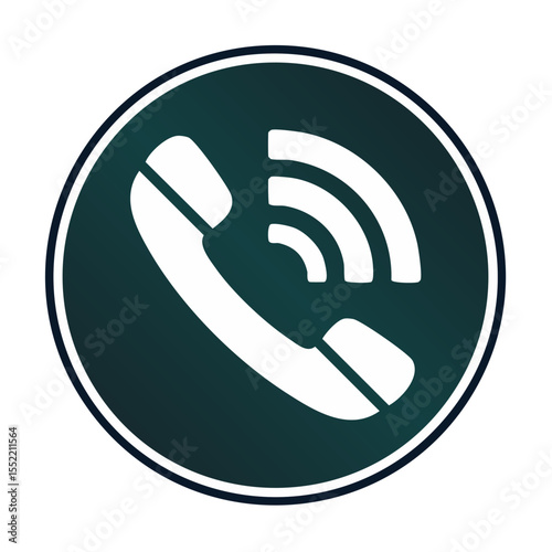 Phone call icon on a gradient circular background representing contact availability and communication options with signal waves