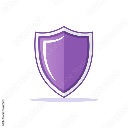 Purple heraldic shield emblem vector illustration for security or protection concepts clean and modern style icon for games or apps