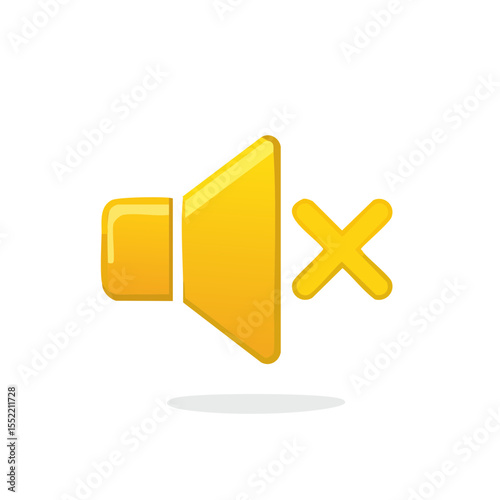 Mute icon representing silent mode volume control speaker with a cross mark sign on black background for user interface website design