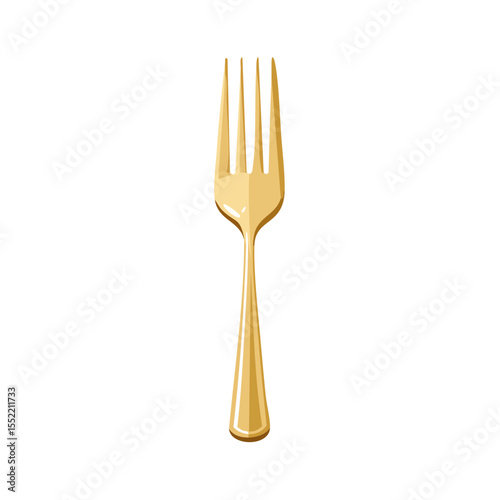 Elegant Golden Fork Cutout Isolated on Black Background Depicting Fine Dining and Culinary Theme