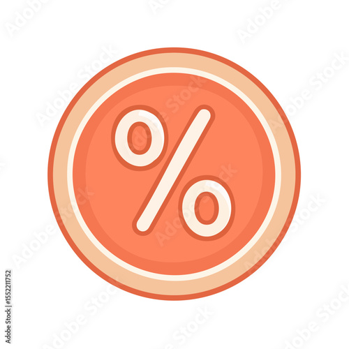Discount Promotion Illustration Orange Rounded Badge Percentage Icon Sale Marketing Retail Commerce Business Graphic Symbol Reduction Price Off
