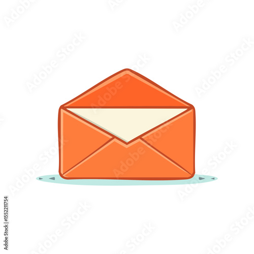 Open orange envelope illustration message delivery receiving communication correspondence letter notification paper mail delivery service